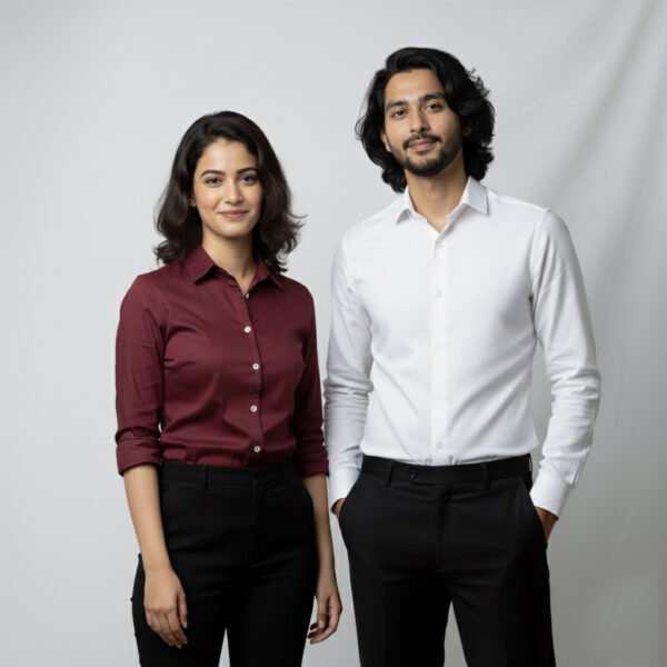 MARRON & WHITE FORMAL SHIRT COMBO